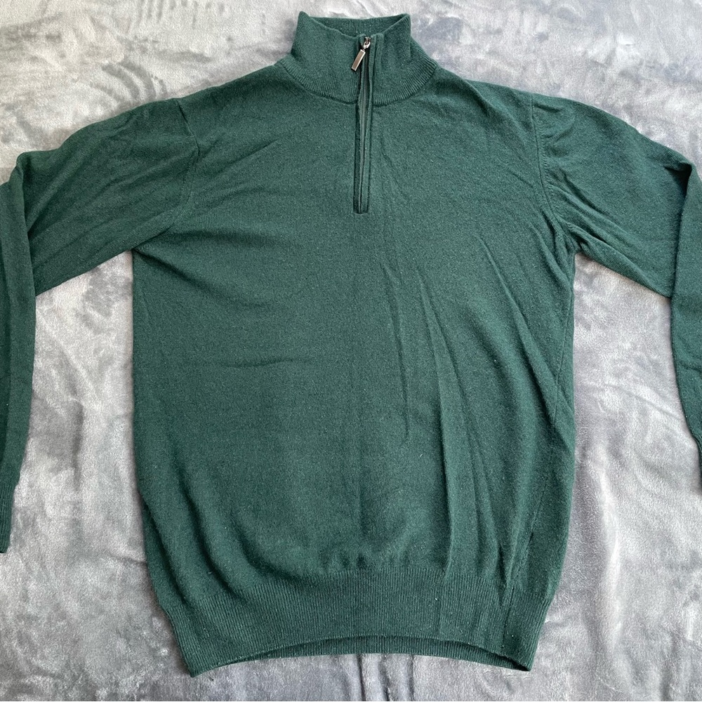 Mens - Made In Italy - Wool Cashmere Blend Zip Sweater